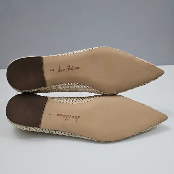 NEW Sam Edelman Wanda Flat Womens 9 Ivory Woven Raffia Pointed Toe Slip On - Picture 13 of 15
